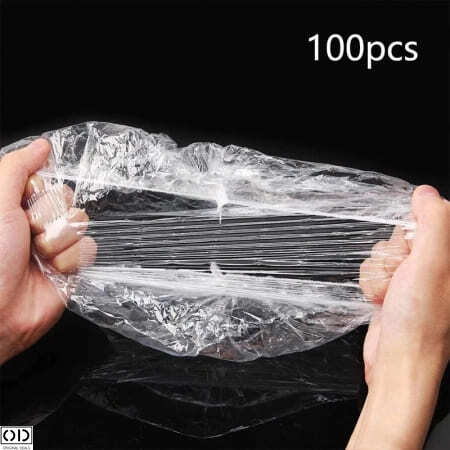 Set 100 Huse tip Capac pentru Protectie Boluri si Alimente, 8 - 20 cm, Transparente din PVC cu Elastic