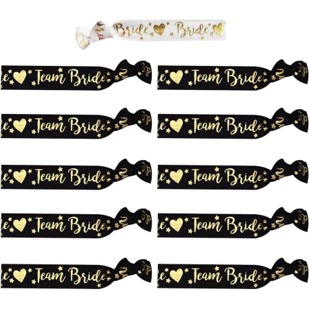 Tematica Nunta - Set 11 Bratari, , pentru Petrecerea Burlacitelor, din Panza, Marime Universala, Alb/Negru