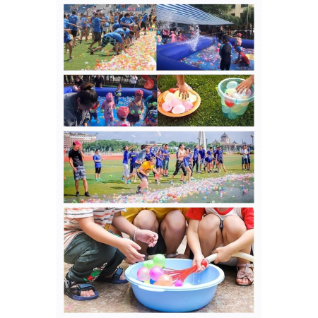 Set 111 Baloane din Latex, , Aqua Party, Sistem de Umplere Rapida, 10 cm Diametru, Multicolor [4]