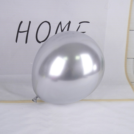 Set 12 Baloane, , din Latex Chrome, 13 cm, Argintiu [3]