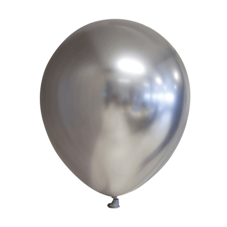 Baloane Latex - Set 12 Baloane, , din Latex Chrome, 13 cm, Argintiu