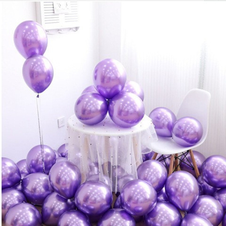 Set 12 Baloane, , din Latex Chrome, 13 cm, Mov [2]