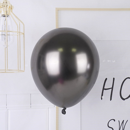 Set 12 Baloane, , din Latex Chrome, 30 cm, Negru [2]