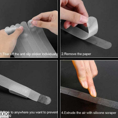 Set 12 Benzi Anti Alunecare pentru Podea Baie, Cabina de Dus, Cada si Scari din Silicon Auto Adeziv, 2 x 20 cm [3]