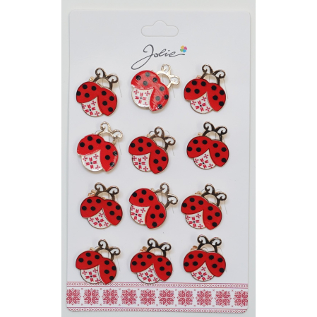 Seturi Brose - Set 12 Brose Martisor pentru Copii Buburuza cu Motiv Traditional