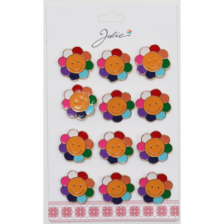 Seturi Brose - Set 12 Brose Martisor pentru Copii Floare ce Zambeste Coloarata