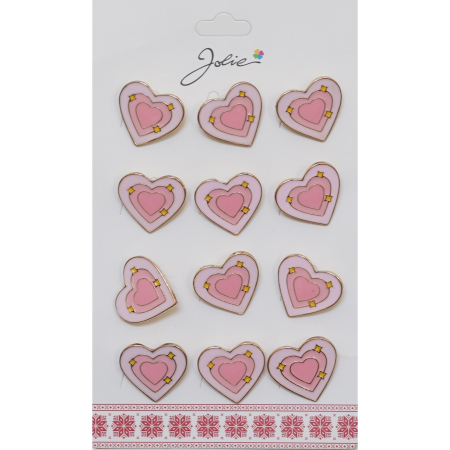 Seturi Brose - Set 12 Brose Martisor pentru Copii Inima in Inima Roz cu Stelute