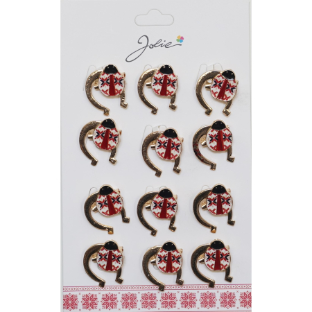 Seturi Brose - Set 12 Brose Martisor Primavara Buburuza cu Motiv Traditional in Potcoava