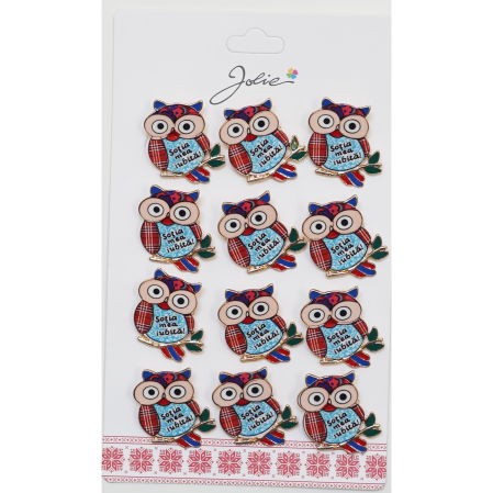 Seturi Brose - Set 12 Brose Martisor Primavara Bufnita cu Mesaj Sotia Mea Iubita