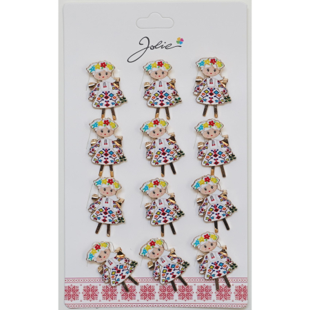 Seturi Brose - Set 12 Brose Martisor Primavara Fata Traditionala cu Coronita