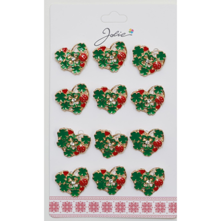 Seturi Brose - Set 12 Brose Martisor Primavara Inima Impodobita cu Trifoi si Buburuza