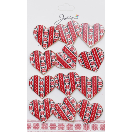 Seturi Brose - Set 12 Brose Martisor Primavara Inima Rosie cu Motiv Traditional