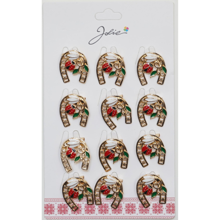 Seturi Brose - Set 12 Brose Martisor Primavara Potcoava cu Ghiocel si Buburuza