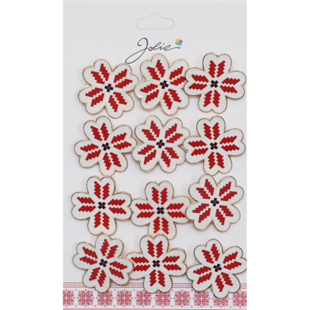 Seturi Brose - Set 12 Brose Martisor Primavara Trifoi cu Motiv Traditional Rosu