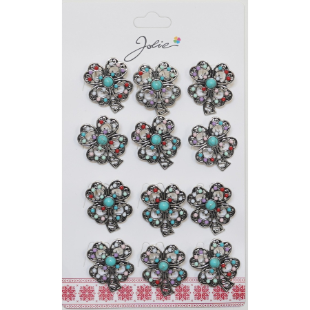 Seturi Brose - Set 12 Brose Martisor Primavara Trifoi cu Pietricele Vintage