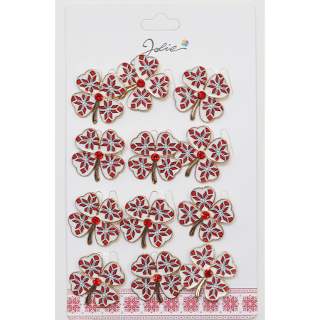 Seturi Brose - Set 12 Brose Martisor Primavara Trifoi Traditional cu Piatra Rosie