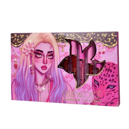 Set 12 Lip Gloss Kevin&Coco, nuante de rosu, rose, nude, roz, cutie dreptunghiulara, 26.5x16.5x2.2 cm, 200 g, multicolor [5]