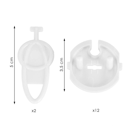 Set 12 protectii pentru prize copii, deblocare cu cheie, 35mm, alb [20]