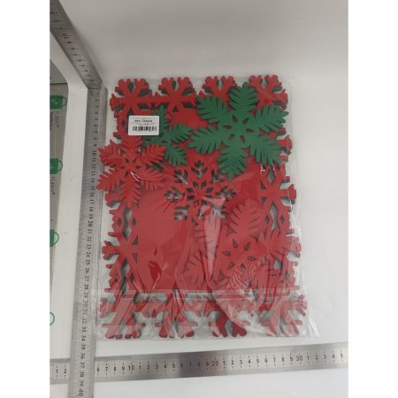 Set 12 Servete pentru Masa si Suporturi de Pahare/Tacamuri, , 4 Servete 25x35 cm, 4 Suporturi de 13x15 cm, 4 Suporturi de 9.3x10.5 cm, Verde-Rosu [1]