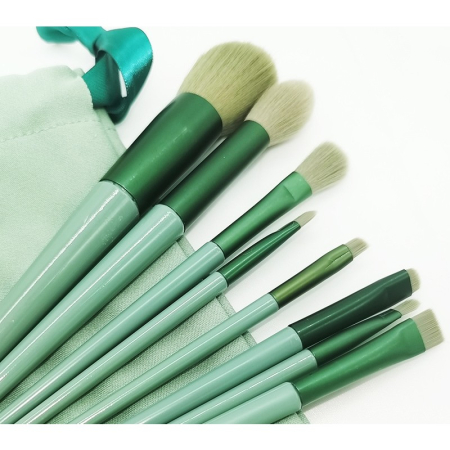 Set 13 pensule pentru machiaj, , super soft, makeup profesional/incepatori, verde [7]