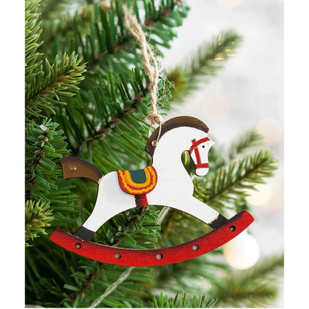 Set 14 Decoratiuni de Craciun, , pentru Brad, 5 - 9.5 cm, din Lemn, Multicolor [2]