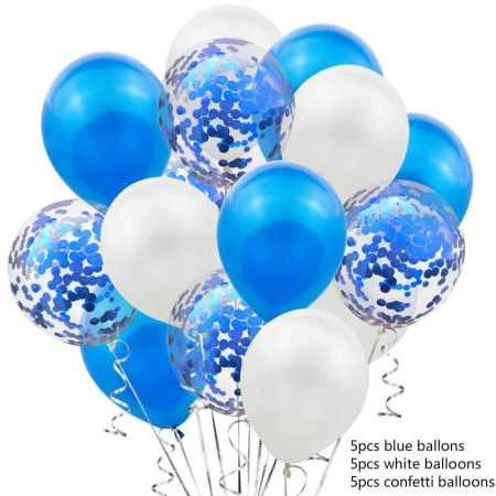 Set 15 baloane pentru petrecere, , albastru/ alb, 30 cm [3]