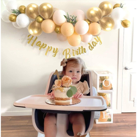 Set 16 Baloane din Latex Metalizate, , Model Party, 30 cm, Auriu, Bej Inchis si Deschis, 2.8 g [3]