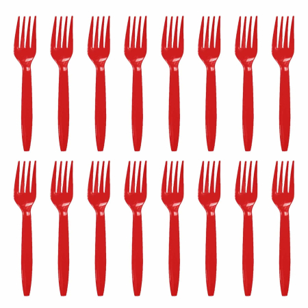 Set 16 Furculite de Unica Folosinta, , din Plastic, 15 cm, Rosu [1]