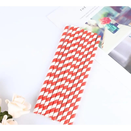 Set 16 Paie, , pentru Masa de Craciun, din Hartie, 19.7 cm,Alb-Rosu [2]