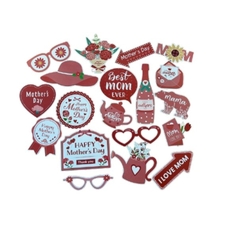 Set 18 Accesorii pentru Petrecere, , Props pentru Photo Corner, Tematica Ziua Mamei, Multicolor [3]
