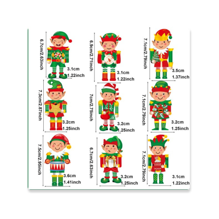 Set 18 Decoratiuni de Craciun din Lemn, , cu Snur pentru Agatare in Brad, Model Elfi, Diferite Dimensiuni, Multicolor [2]