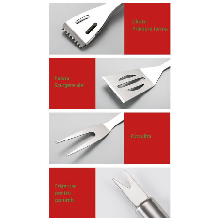 Set 18 Ustensile pentru Gratar, , din Otel Inoxidabil, Geanta Oxford, Argintiu [5]