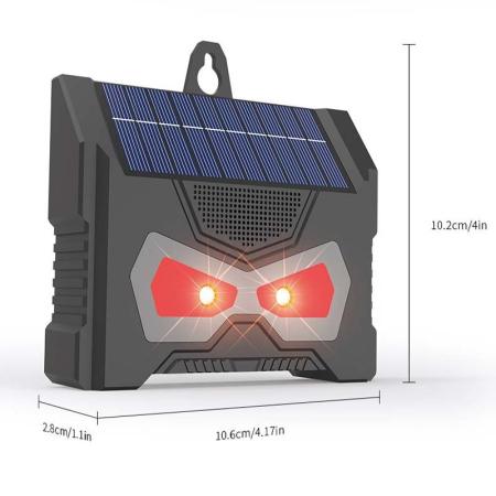 Set 2 Aparate Solare LED cu Ultrasunete, , Repelent pentru Animale Mari si Mici, Lumina Rosie si Alba, Anti Rozatoare, Anti Insecte, Frecventa 9-36KHZ, 10.2 x 10.6 x 2.8 cm, Negru [7]