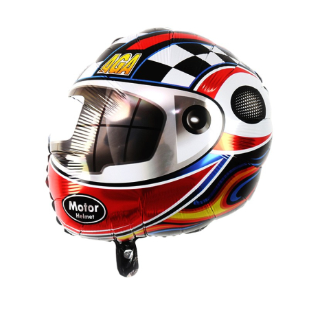 Set 2 Baloane din Folie Metalizata, , Figurine Cerc si Casca, Model Curse, 75-80 cm cm, Ambalaj Individual, Pai Inclus, Umflare cu Aer sau Heliu, Multicolor [2]