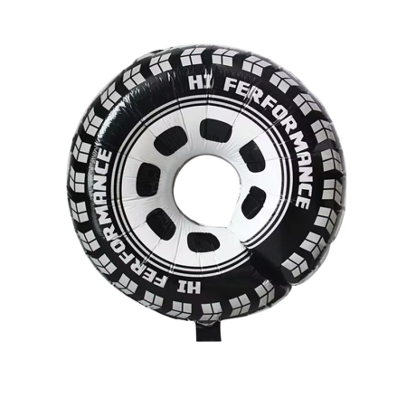 Set 2 Baloane din Folie Metalizata, , Figurine Roti, Model Masini, 75-80 cm cm, Ambalaj Individual, Pai Inclus, Umflare cu Aer sau Heliu, Negru [1]