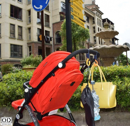 Set 2 Carlige pentru Carucior Copii, pentru Agatat Sacosa sau Geanta, Negru Premium [2]