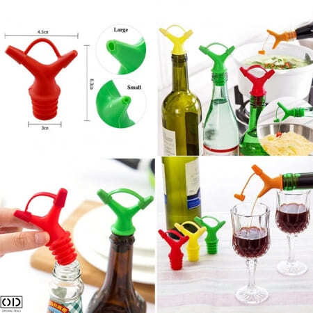 Set 2 Dopuri din Silicon pentru Sticle de Ulei si Otet, Rosu, Original Deals [0]