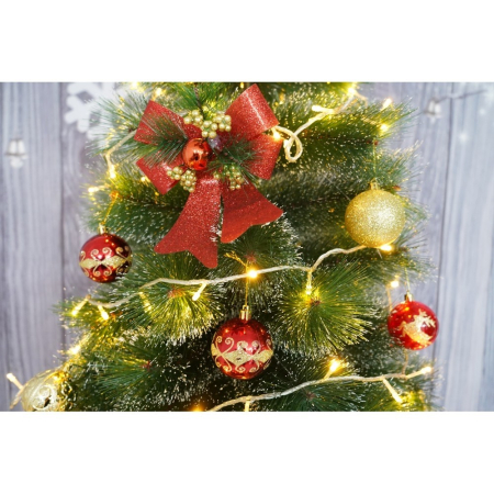 Set 2 fundite pentru brad, Rosii, decorate, cu sclipici, 14 x 19 cm, din poliester,  [2]