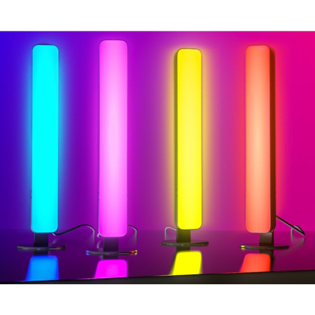 Set 2 Lampi de Birou, , RGB Colorat, 28 LED, Putere 5V, Telecomanda cu 24 de Taste, Cablu USB, Negru, 25.5x4x3.5cm [5]