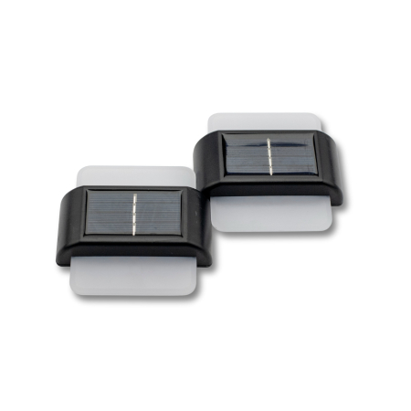 Set 2 lampi solare LED de perete, IP44 pentru exterior, autonomie 12 ore, 9x9x2.3cm, negru [12]