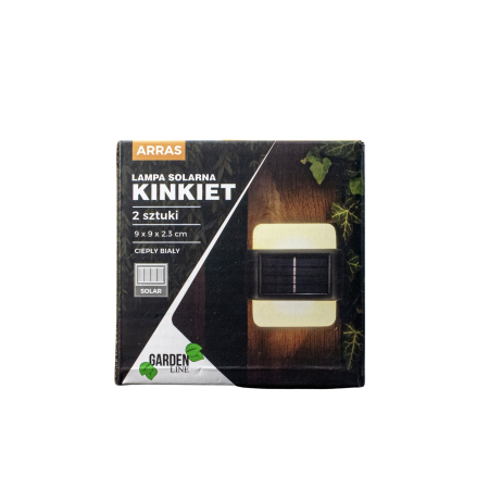Set 2 lampi solare LED de perete, IP44 pentru exterior, autonomie 12 ore, 9x9x2.3cm, negru [15]