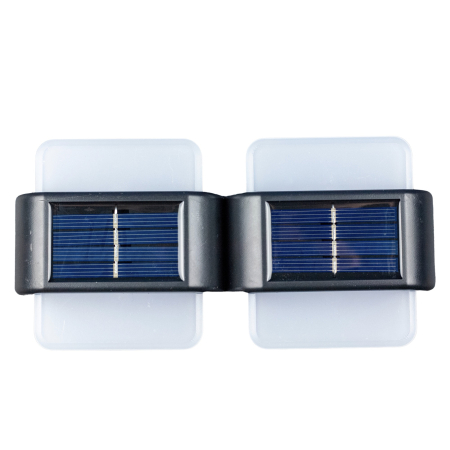 Set 2 lampi solare LED de perete, IP44 pentru exterior, autonomie 12 ore, 9x9x2.3cm, negru [9]