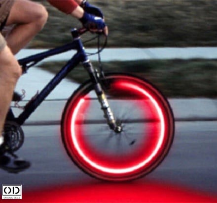 Set 2 Lumini LED cu Ventil si Baterii pentru Roata Cauciuc, Compatibil cu Bicicleta, Masina sau Motocicleta, Rosu [14]