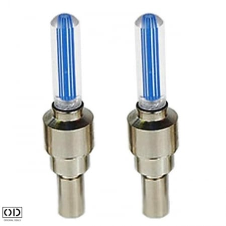 Set 2 Lumini LED cu Ventil si Baterii pentru Roata Cauciuc, Compatibil cu Bicicleta, Masina sau Motocicleta, Rosu [18]