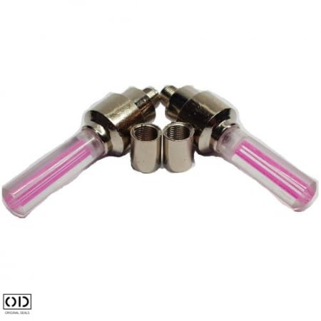 Set 2 Lumini LED cu Ventil si Baterii pentru Roata Cauciuc, Compatibil cu Bicicleta, Masina sau Motocicleta, Rosu [8]