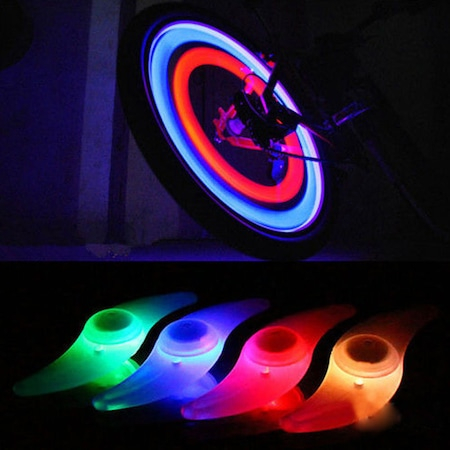 Set 2 Lumini LED pentru Spite Bicicleta, Multicolor cu 3 Moduri de Iluminare, Impermeabile [0]