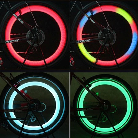 Set 2 Lumini LED pentru Spite Bicicleta, Multicolor cu 3 Moduri de Iluminare, Impermeabile [5]