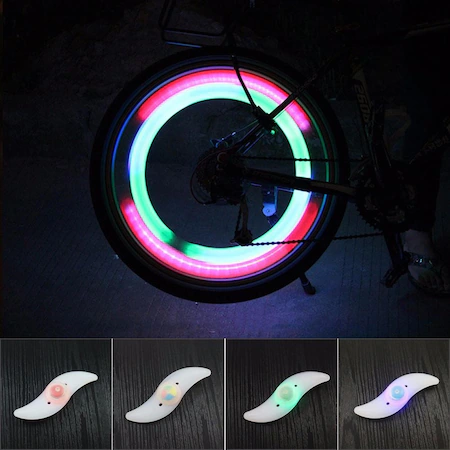 Set 2 Lumini LED pentru Spite Bicicleta, Multicolor cu 3 Moduri de Iluminare, Impermeabile [6]