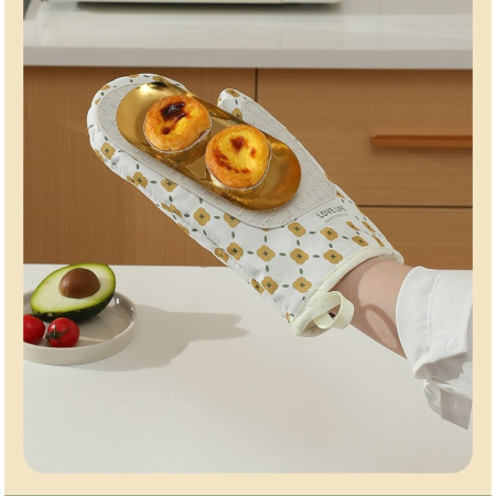 Set 2 manusi cuptor , manusa de bucatarie, rezistenta 330 grade, textil si cauciuc, 26.5x18 cm, alb [6]