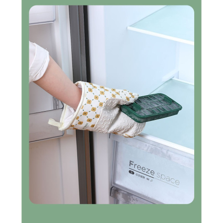 Set 2 manusi cuptor , manusa de bucatarie, rezistenta 330 grade, textil si cauciuc, 26.5x18 cm, alb [2]